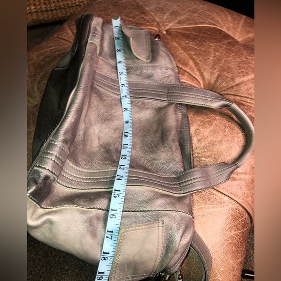 Distressed grey leather Made in Italy bag - Picture 11 of 12